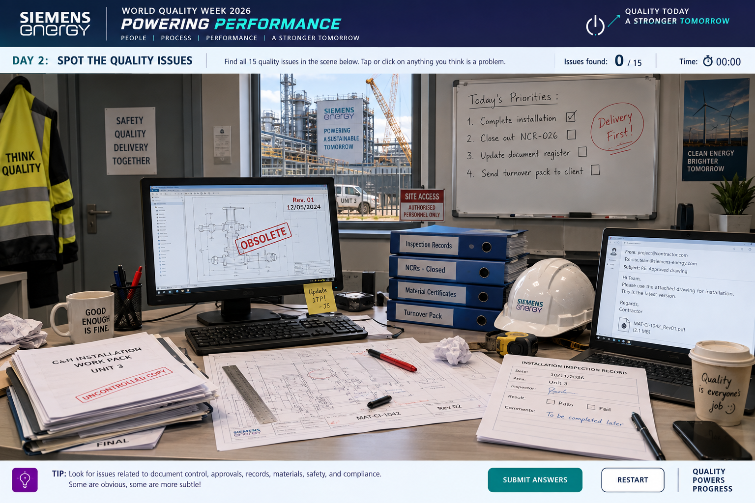Quality Week project office scene